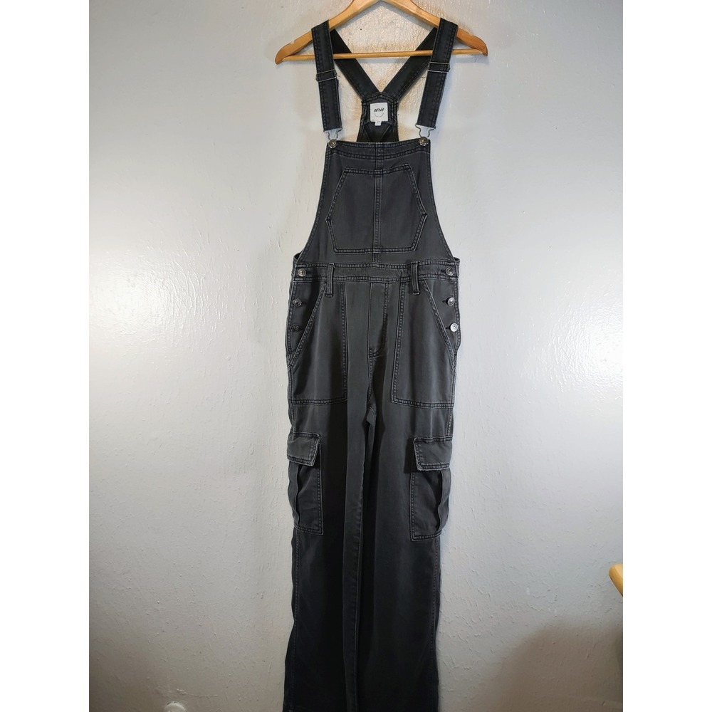 Aerie Washed Charcoal Denim Overalls Skater Y2K Utility Style Size Small